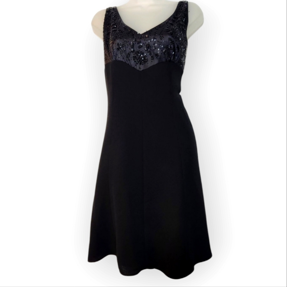 Jones New York Silk Embellished Little Black Dress 14